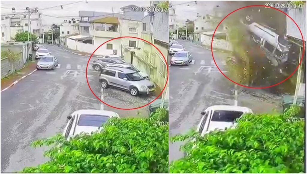 clipe-de-groaza-pe-strazile-din-israel.-momentul-cand-o-masina-explodeaza-in-timpul-celor-7-raiduri-ale-fortelor-iraniene