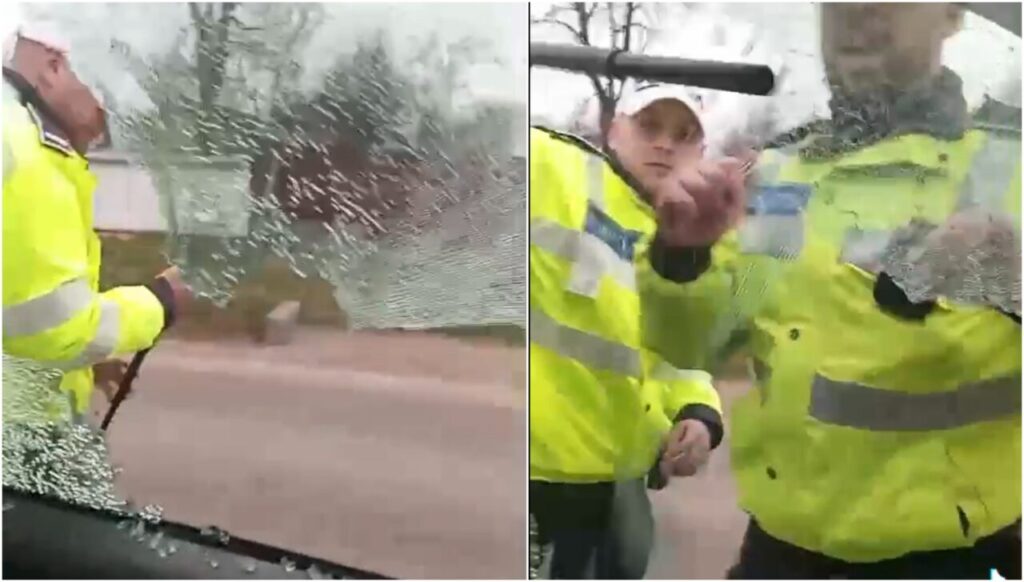 imagini-cu-momentul-in-care-politia-ii-sparge-geamul-masinii-unui-sofer-care-nu-a-vrut-sa-coboare-din-autovehicul