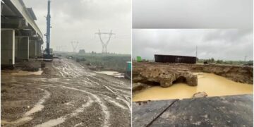 vijeliile-si-ploile-torentiale-au-facut-prapad-pe-santierul-de-pe-autostrada-a7.-lucrarile-au-fost-sistate