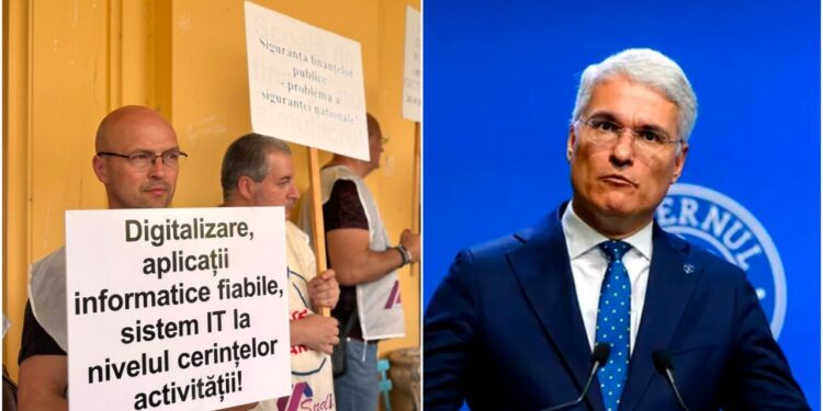 angajatii-din-finante-publice-protesteaza-fata-de-legea-salarizarii-a-ministrului-interimar-pislaru.-sindicalistii-avertizeaza-cu-greva-generala