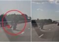 cursa-nebuna-pe-a2.-goneste-pe-autostrada,-asezat-lateral-pe-motocicleta,-cu-peste-100-de-kilometri-la-ora