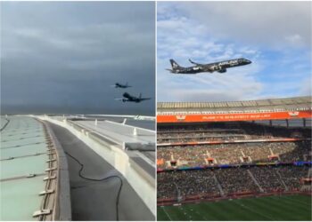 imagini-virale:-cat-de-aproape-au-trecut-doua-avioane-de-pasageri-de-un-stadion-cu-55000-de-fani-–-hotnews.ro
