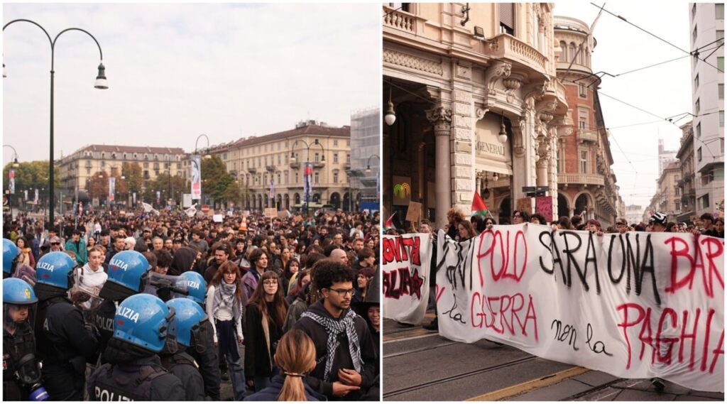 greva-generala-in-italia.-manifestantii-au-pus-balegar-in-fata-primariei-din-torino