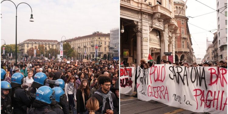 greva-generala-in-italia.-manifestantii-au-pus-balegar-in-fata-primariei-din-torino